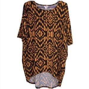 New LuLaRoe Irma Tunic Cover Up Swim Pool Orange Black Geometric Oversized Shirt
